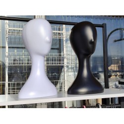 Манекен голови під шапку, шарф (вис.395мм. об'єм 520мм. білий, чорний)